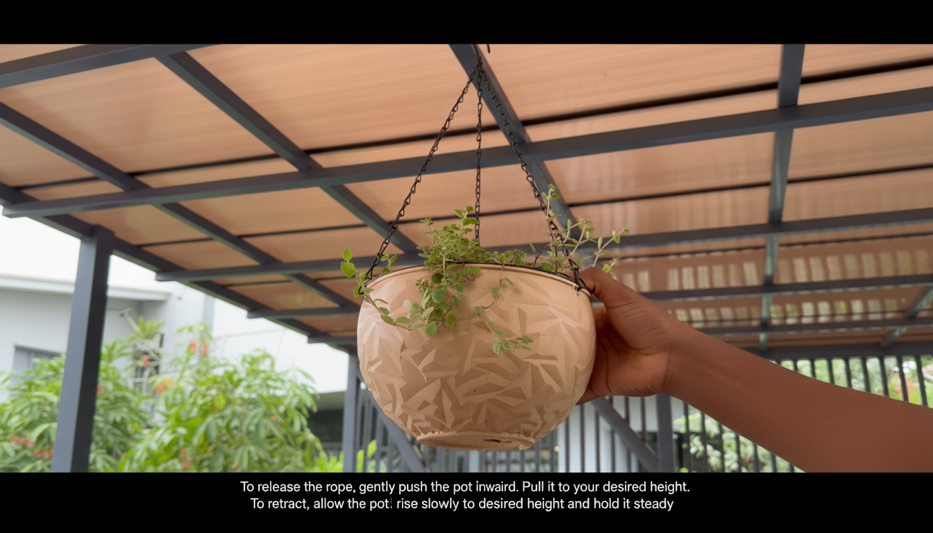 Retractable hanging pot holder